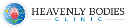 A green background with the words avenir clinic in black.